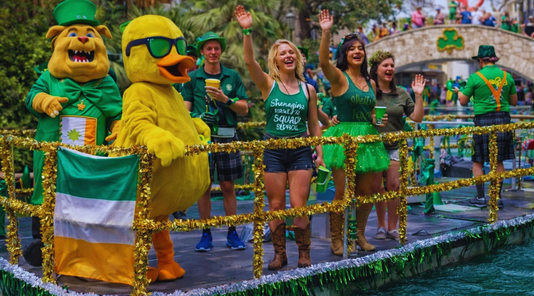 Crowds celebrating St. Patrick’s Day in downtown San Antonio