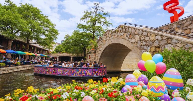 Easter celebration at San Antonio River Walk with spring decorations