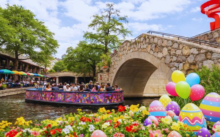 Easter celebration at San Antonio River Walk with spring decorations