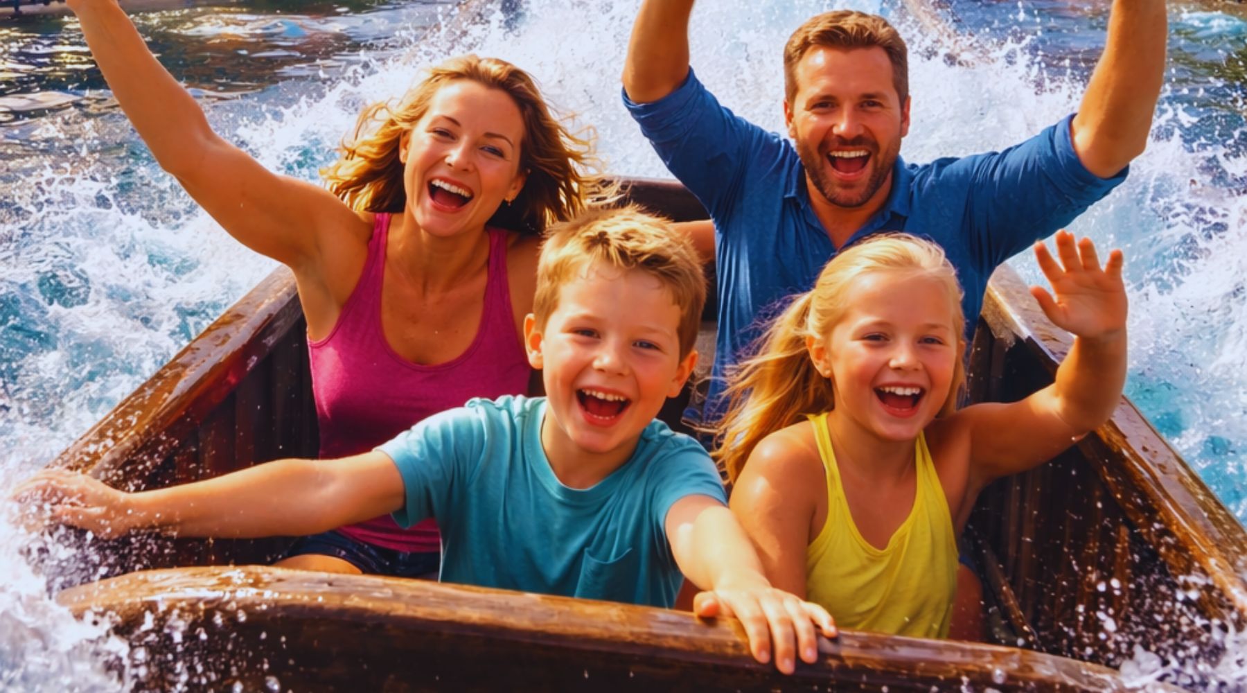 Family enjoying rides at SeaWorld San Antonio during spring break vacation